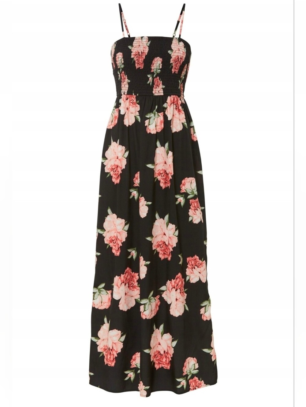 NWT Elegant Black & Pink Floral Maxi Dress with Sweetheart Neckline Sz M - Picture 6 of 12